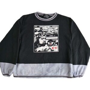 Vintage 80s Boing B-17 Air Force Crewneck Sweatshirt Graphic Black Men's L
